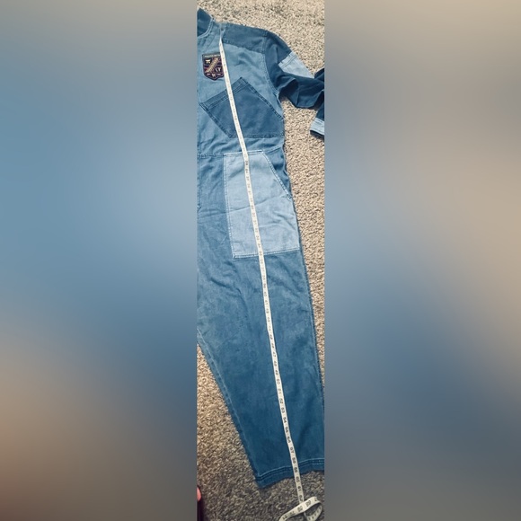 Houston White Streetcore  unisex Trendy denim blue Oversized Jumpsuit - Picture 11 of 12